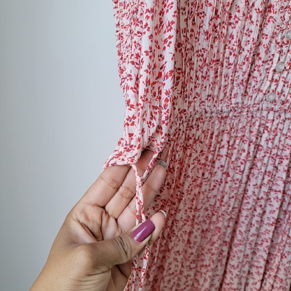 FREE PEOPLE One Fine Day Mini Dress Floral Swing Red Pink Coverup Size Medium - Picture 10 of 12